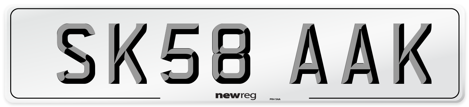 SK58 AAK Number Plate from New Reg